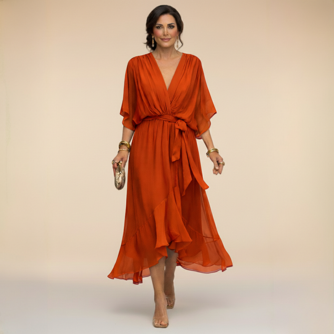 Zorina™ | Vestido de gasa con cuello en V