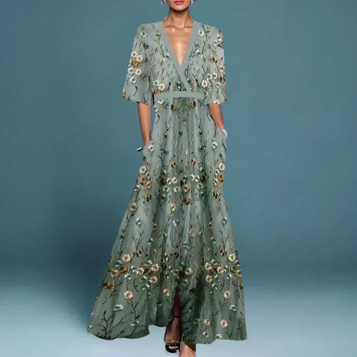 Amelie™ | Vestido largo cruzado con estampado floral