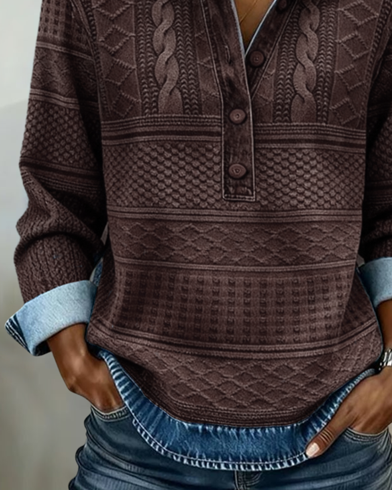 Eadoline™ | Cozy Button-Up Sweatshirt