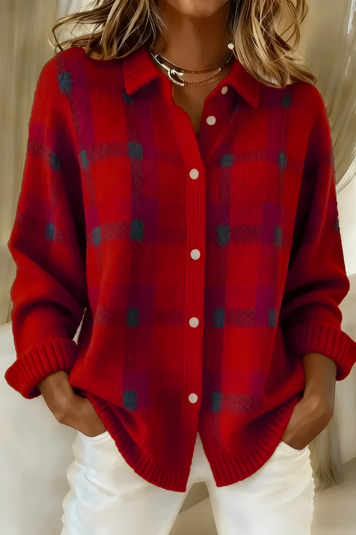 Dawn™ | Soft Check Knit Cardigan