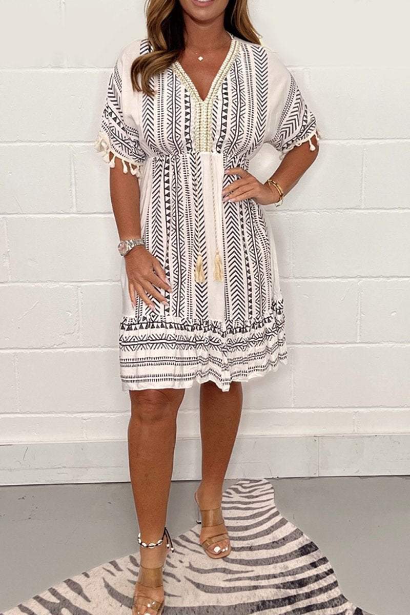 Aisling™ | Boho Print Midi Dress