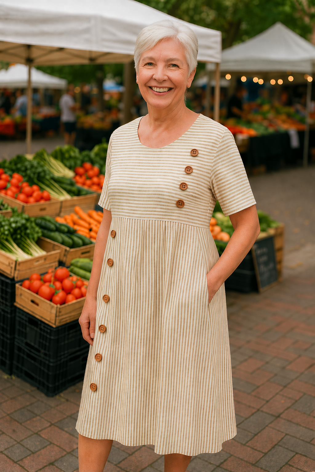 Lux™ | Vestido midi a rayas