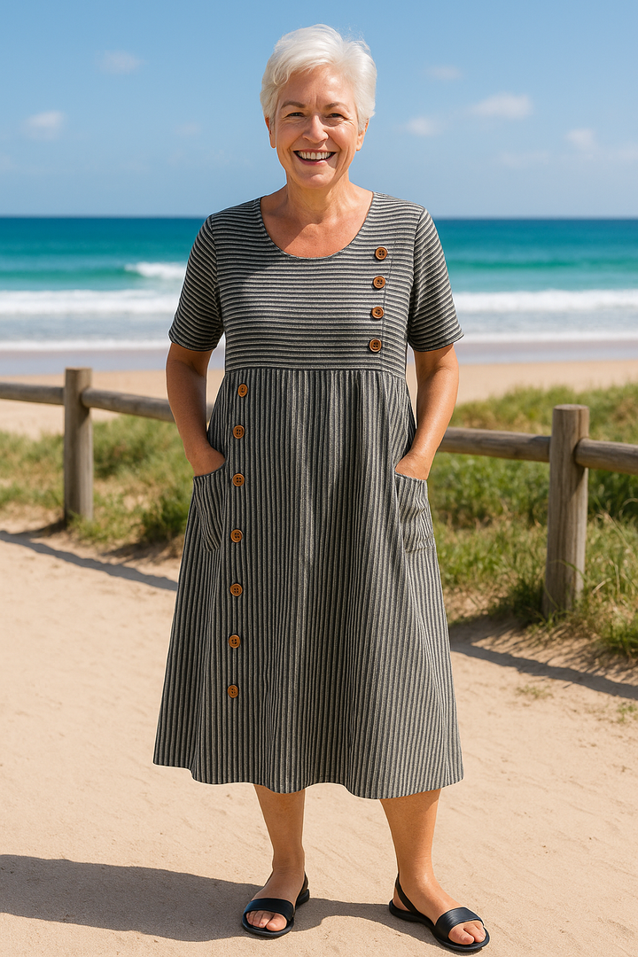 Lux™ | Vestido midi a rayas