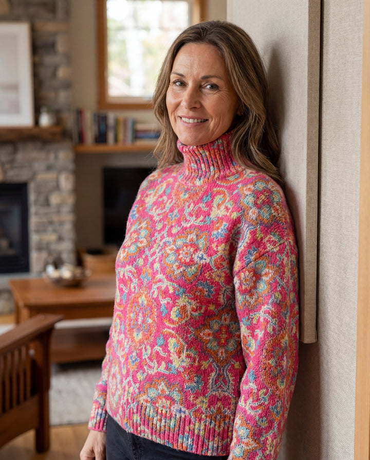 Daniella™ | Floral Knit Turtleneck