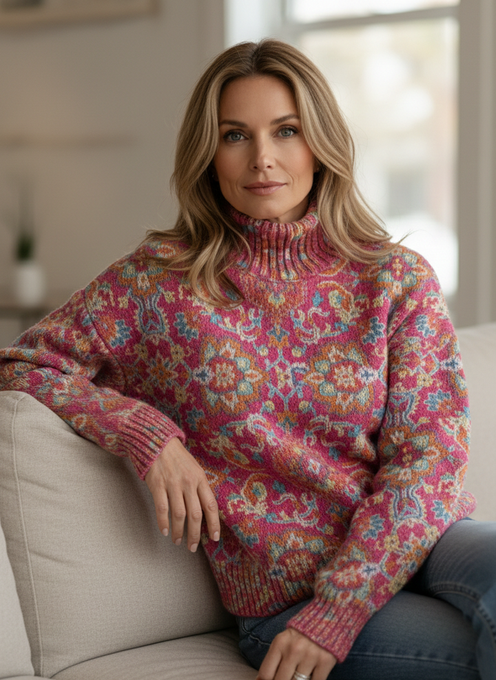 Daniella™ | Floral Knit Turtleneck