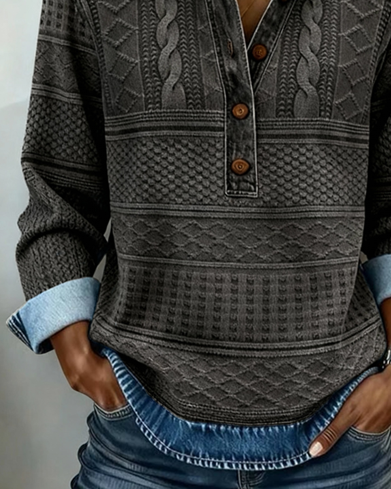 Eadoline™ | Cozy Button-Up Sweatshirt