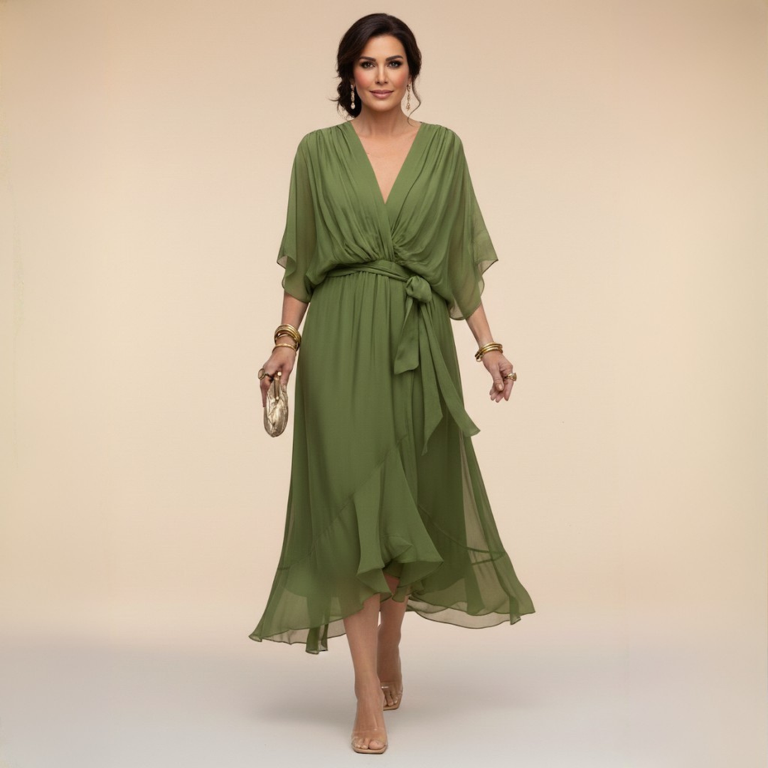 Elenir™ | Chiffon V-Neck Dress