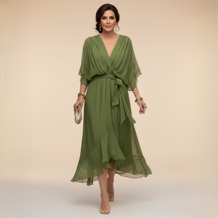 Elenir™ | Chiffon V-Neck Dress