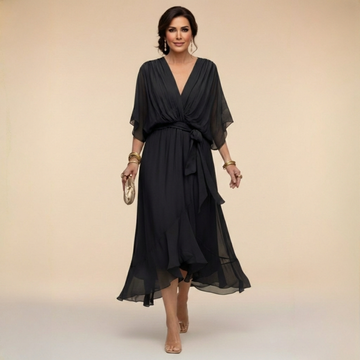 Elenir™ | Chiffon V-Neck Dress