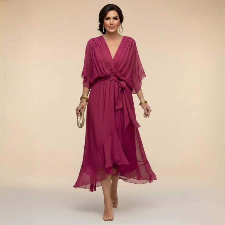 Elenir™ | Chiffon V-Neck Dress