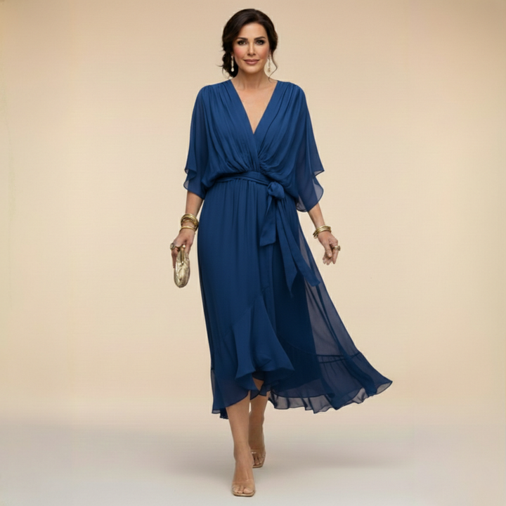 Elenir™ | Chiffon V-Neck Dress