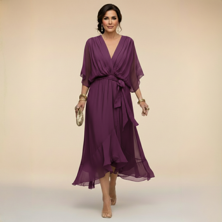 Elenir™ | Chiffon V-Neck Dress