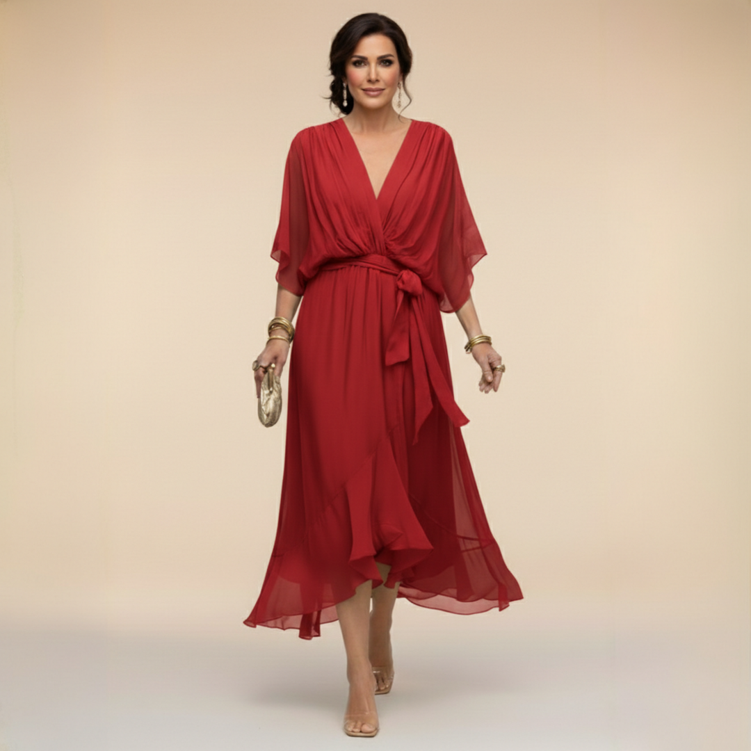Elenir™ | Chiffon V-Neck Dress