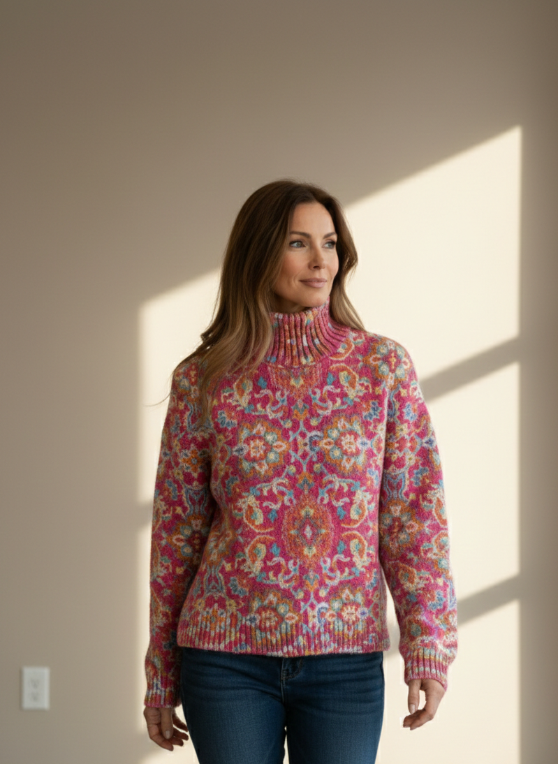 Daniella™ | Floral Knit Turtleneck