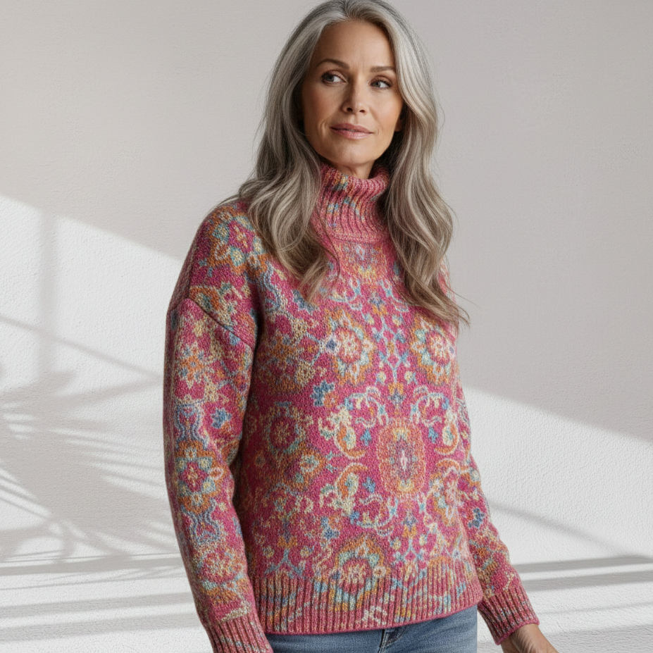 Daniella™ | Floral Knit Turtleneck