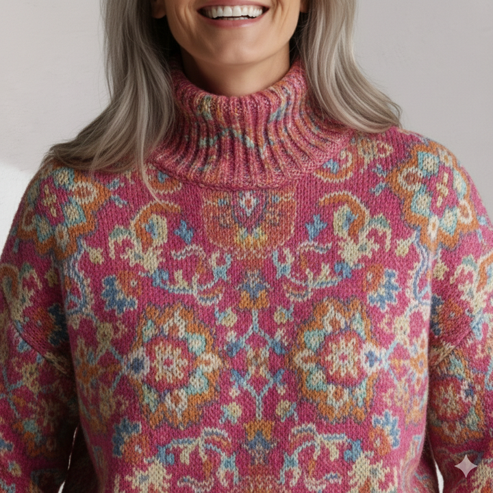 Daniella™ | Floral Knit Turtleneck