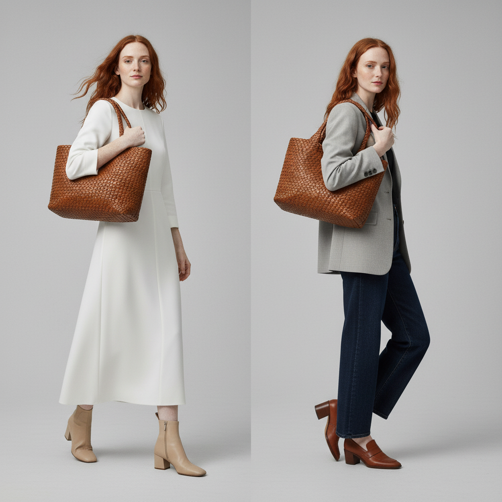 Lyra™ | Handwoven Faux Leather Tote