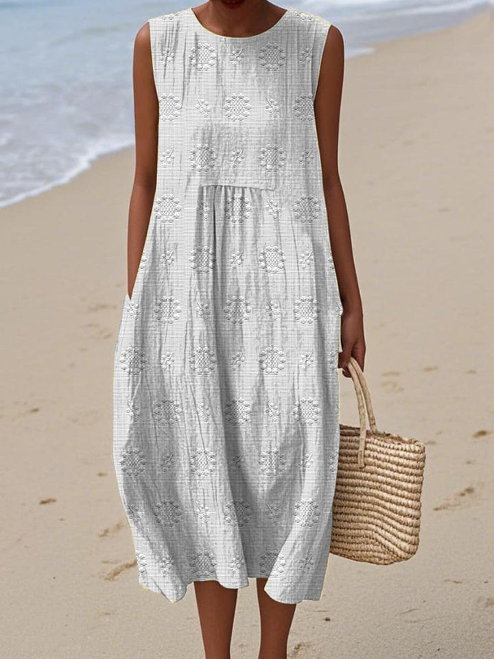 Megan™ | Elegant Sleeveless Cotton Pocket Dress