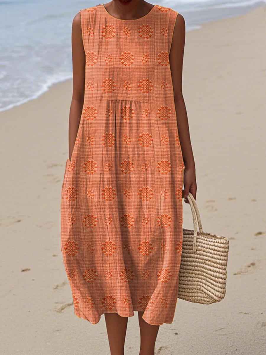Megan™ | Elegant Sleeveless Cotton Pocket Dress