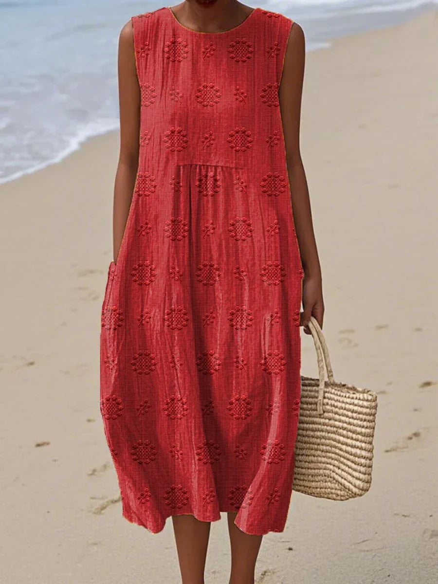 Megan™ | Elegant Sleeveless Cotton Pocket Dress