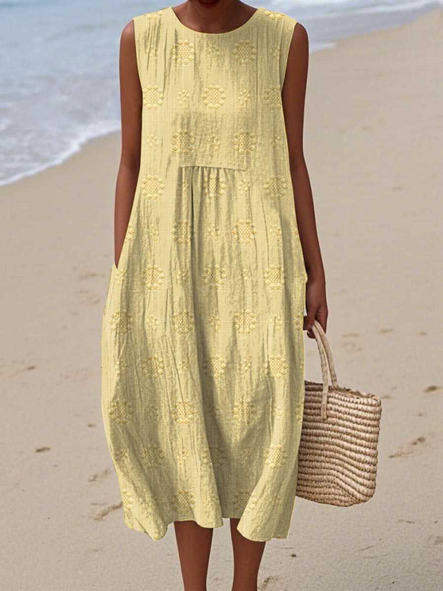 Megan™ | Elegant Sleeveless Cotton Pocket Dress