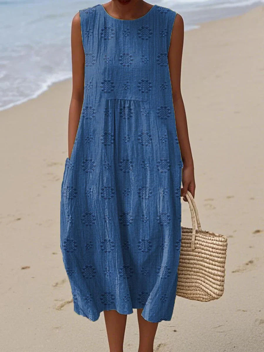 Megan™ | Elegant Sleeveless Cotton Pocket Dress