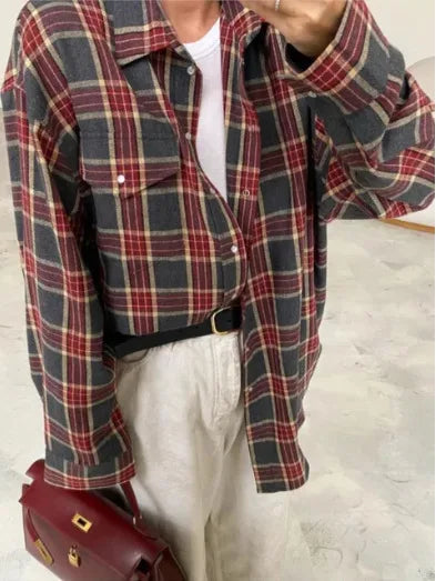 Becca™ | Oversized Plaid Button-Down Shirt