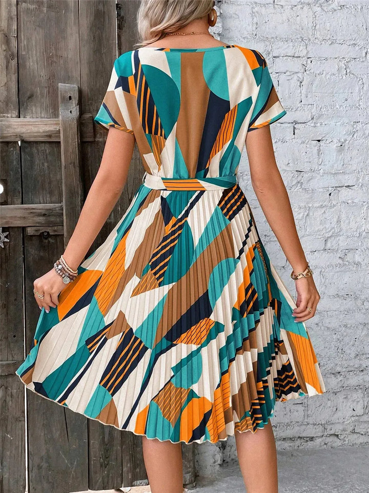 Naomi™ | Lace-Up Pleated Midi Dress