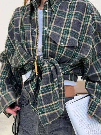 Becca™ | Oversized Plaid Button-Down Shirt