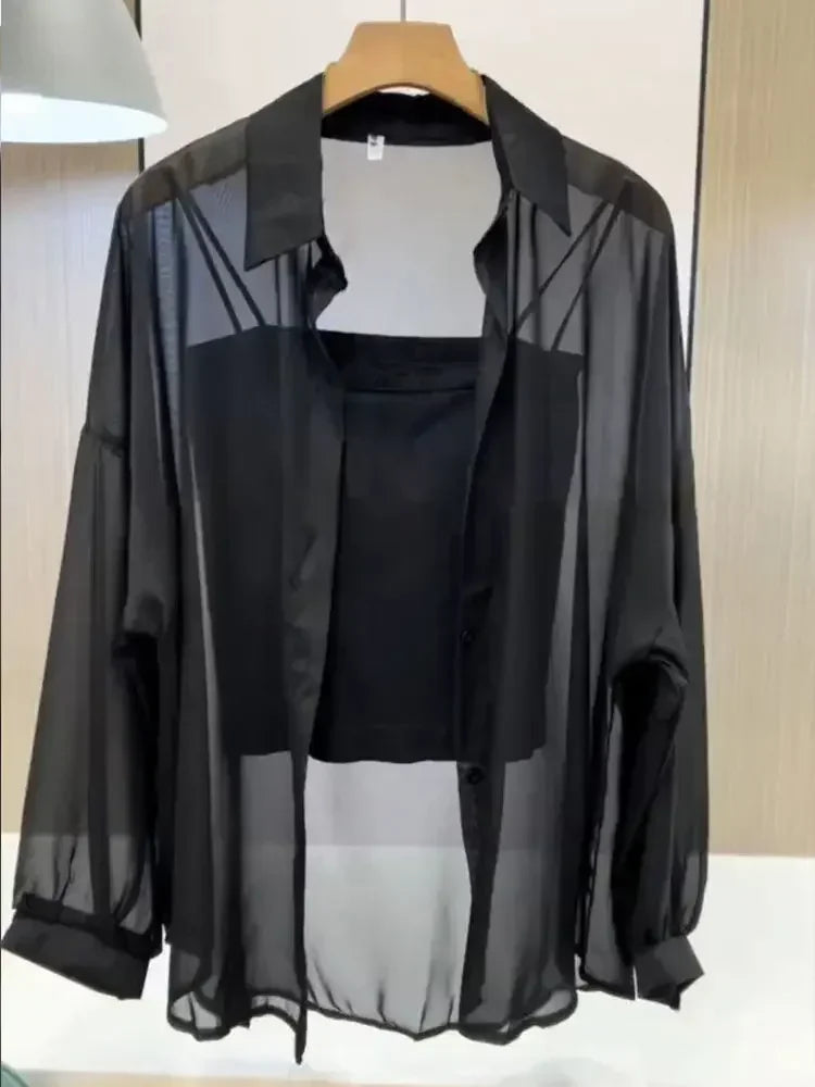 Madeline™ | Sheer Chiffon Button Blouse