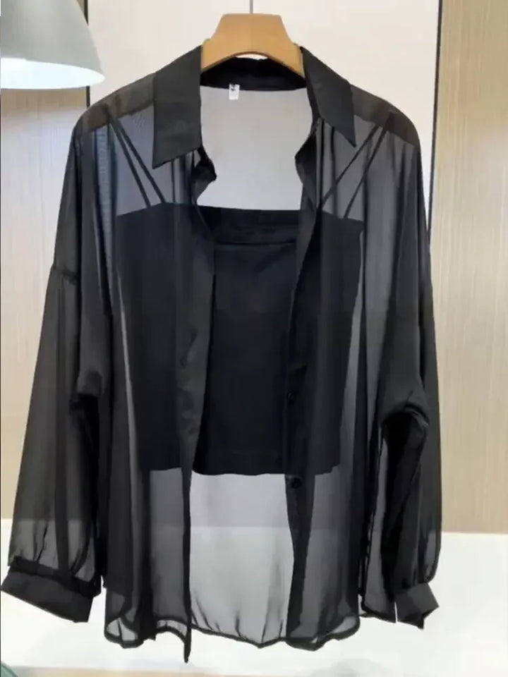Madeline™ | Sheer Chiffon Button Blouse