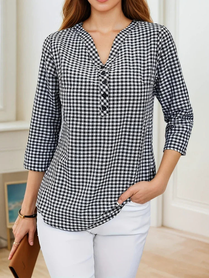 Summer™ | Plaid V-Neck Blouse