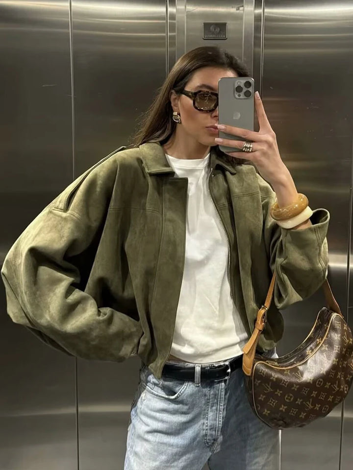 Apple™ | Suede Bomber Jacket