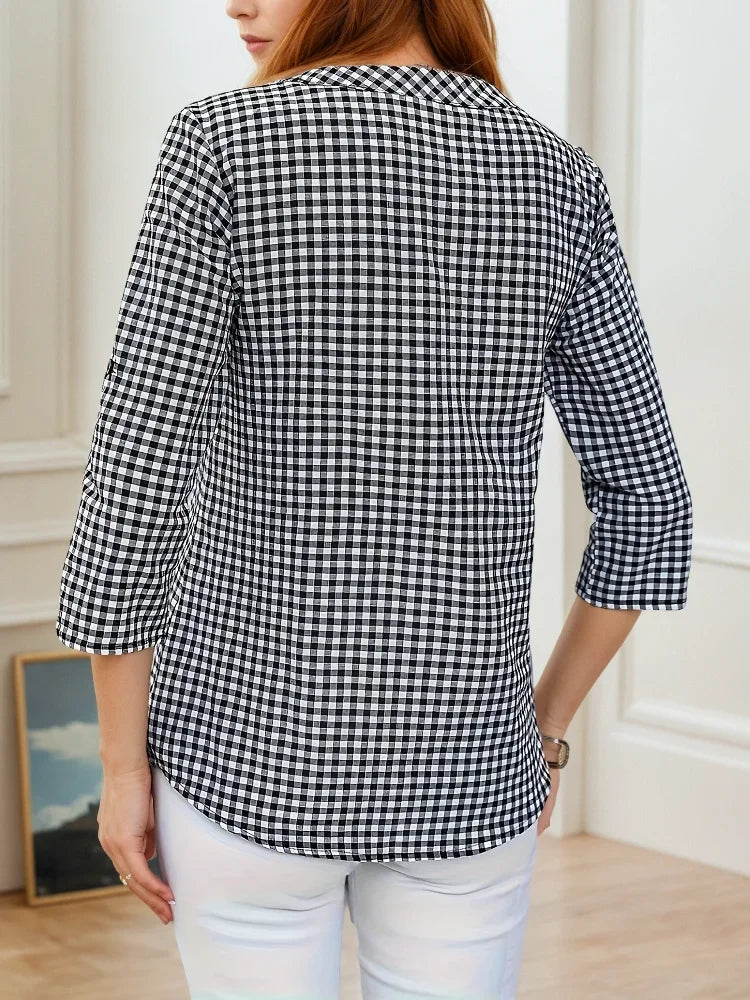 Summer™ | Plaid V-Neck Blouse