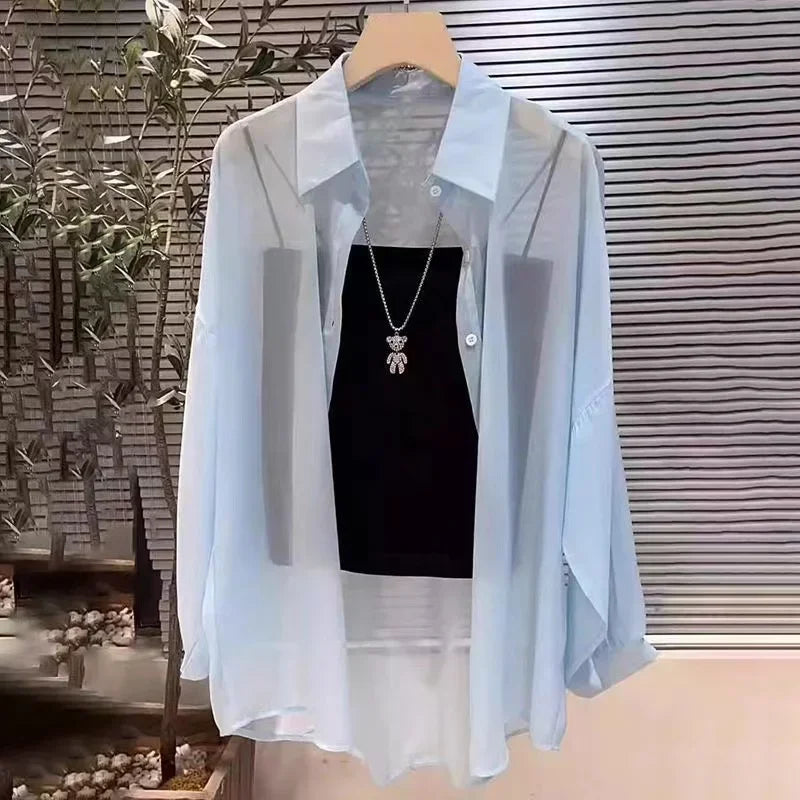 Madeline™ | Sheer Chiffon Button Blouse
