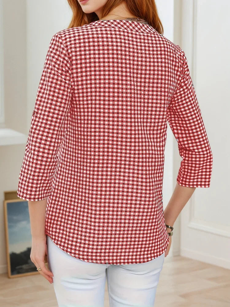 Summer™ | Plaid V-Neck Blouse