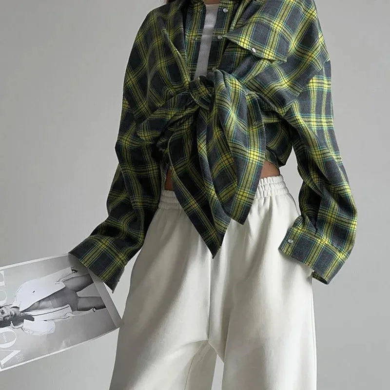 Becca™ | Oversized Plaid Button-Down Shirt