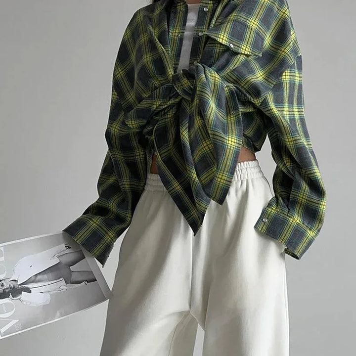 Becca™ | Oversized Plaid Button-Down Shirt