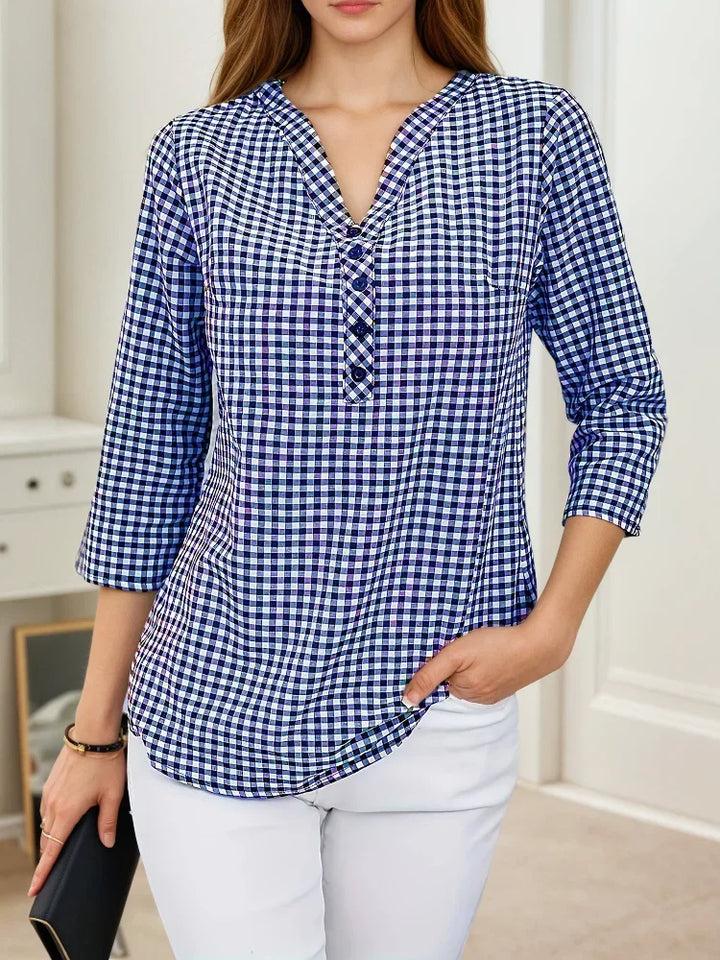 Summer™ | Plaid V-Neck Blouse