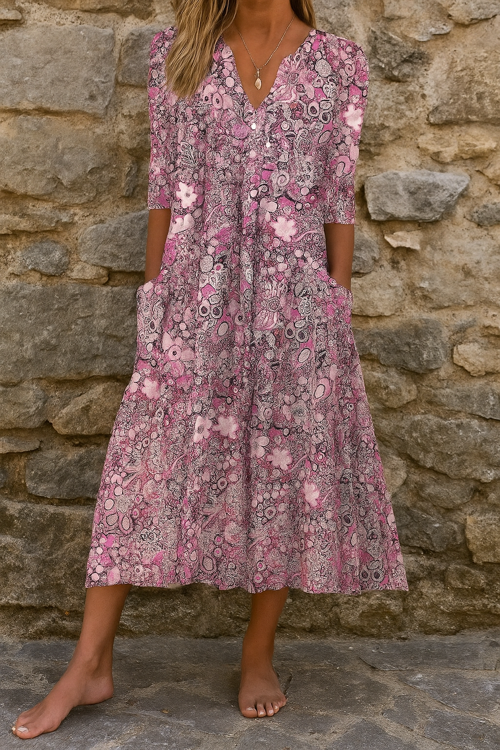 Seraphina™ | Elegant V-Neck Dress