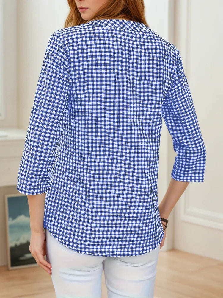 Summer™ | Plaid V-Neck Blouse