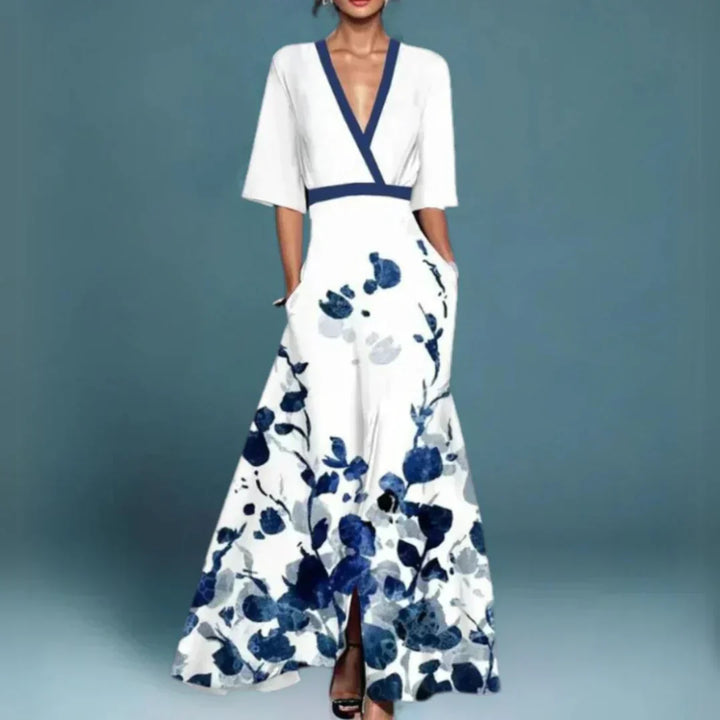 Amelie™ | Vestido largo cruzado con estampado floral