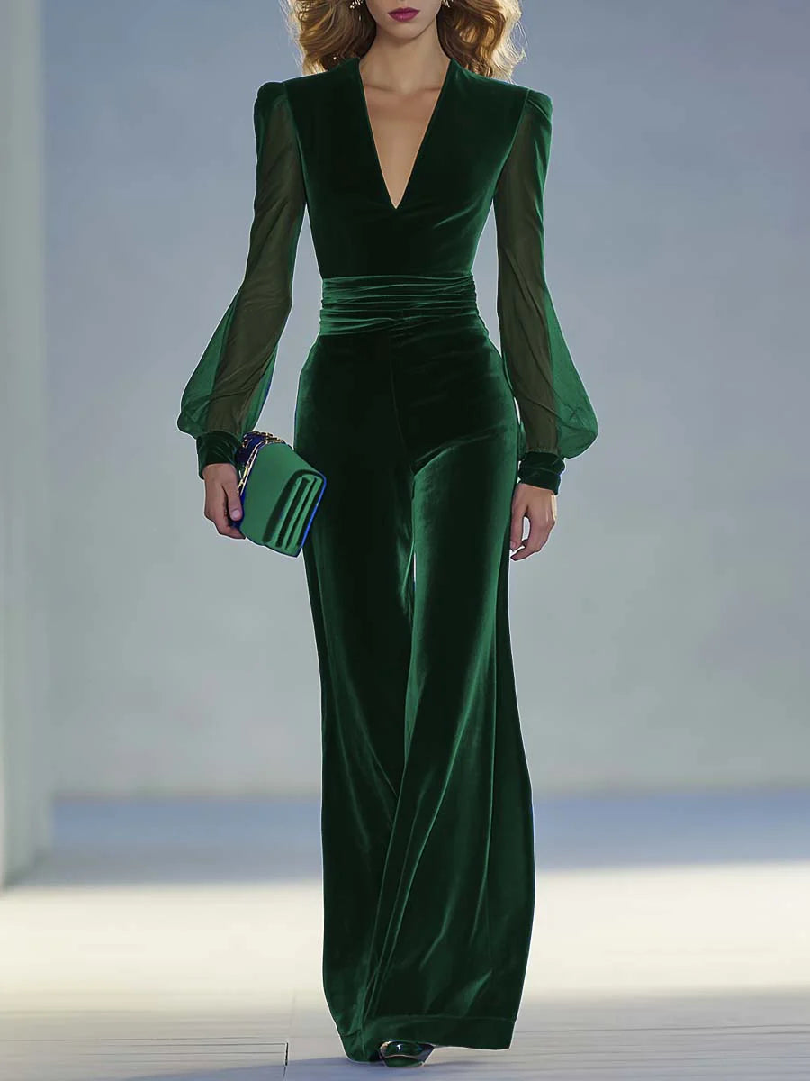 Kate™ | Velvet V-Neck Jumpsuit