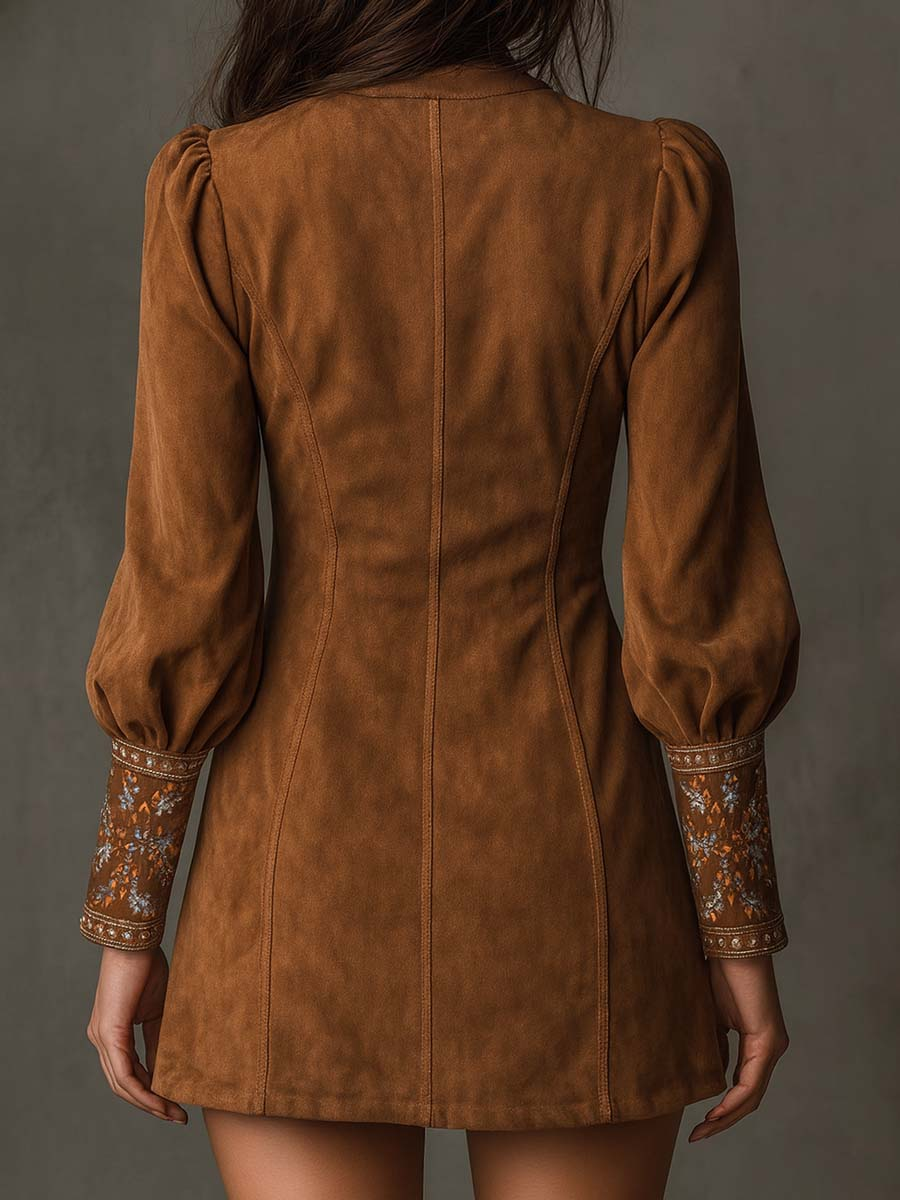 Sloane™ | Embroidered Suede Mini Dress