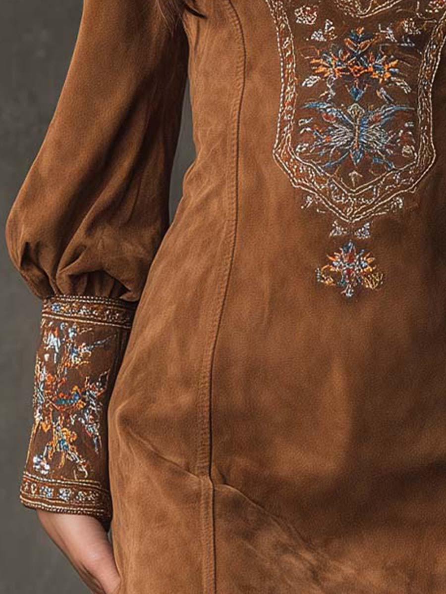 Sloane™ | Embroidered Suede Mini Dress