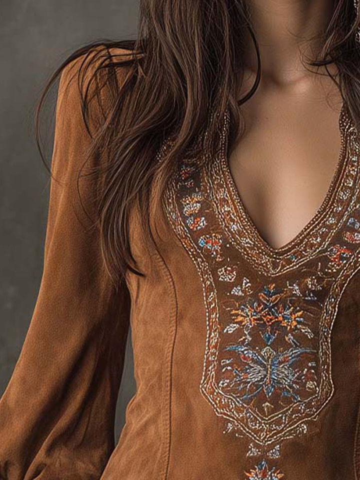 Sloane™ | Embroidered Suede Mini Dress