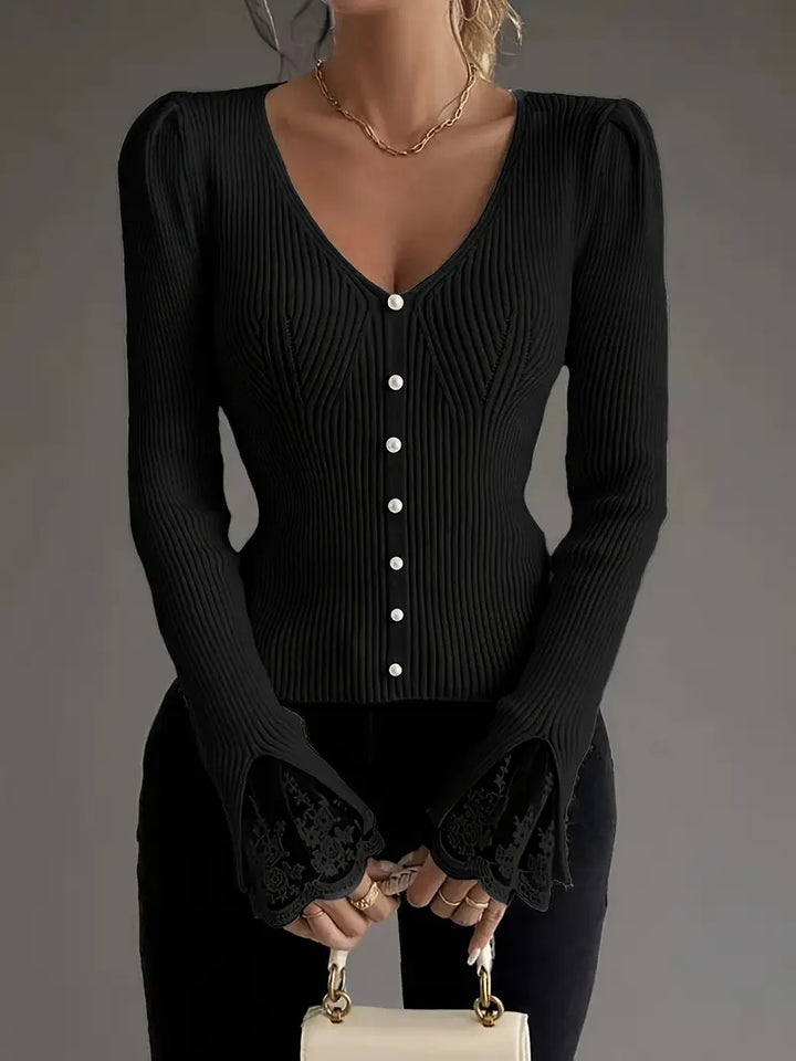 Louise™ | Ribbed V-Neck Sweater