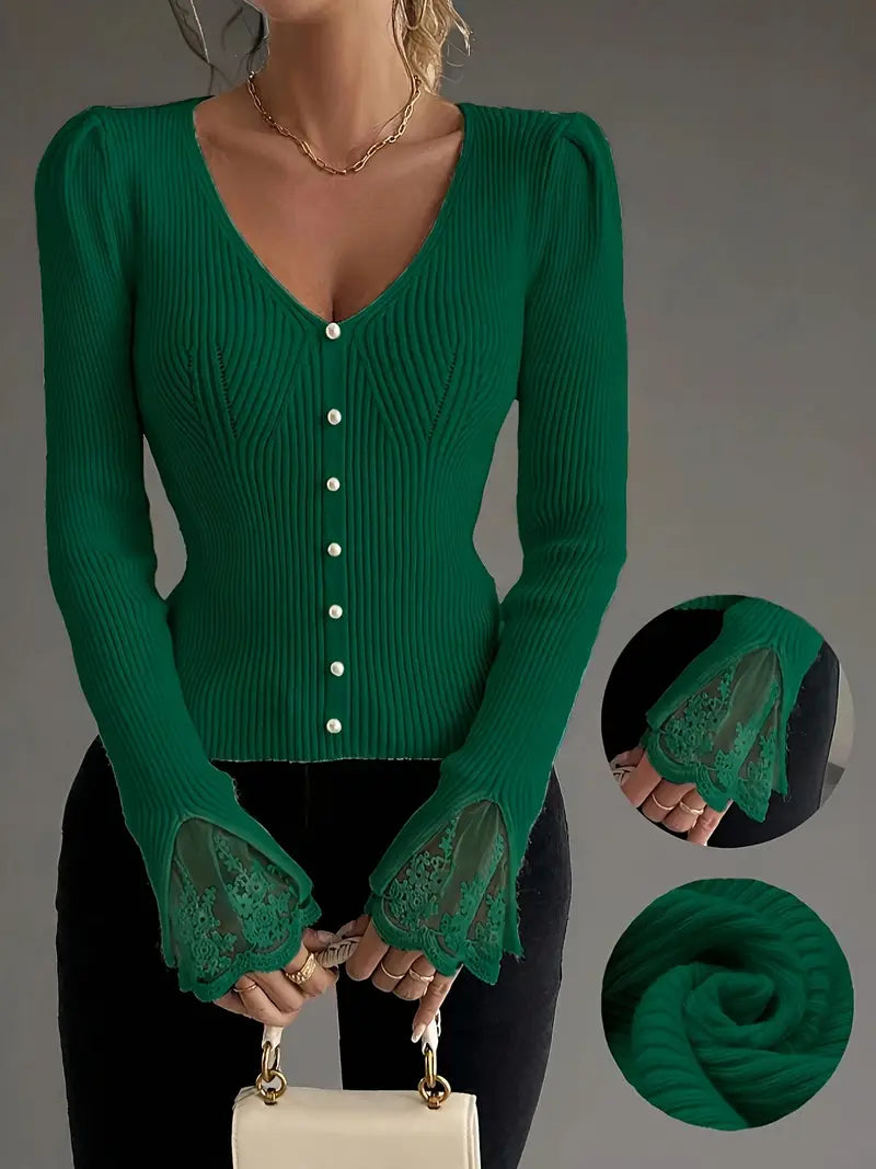 Louise™ | Ribbed V-Neck Sweater