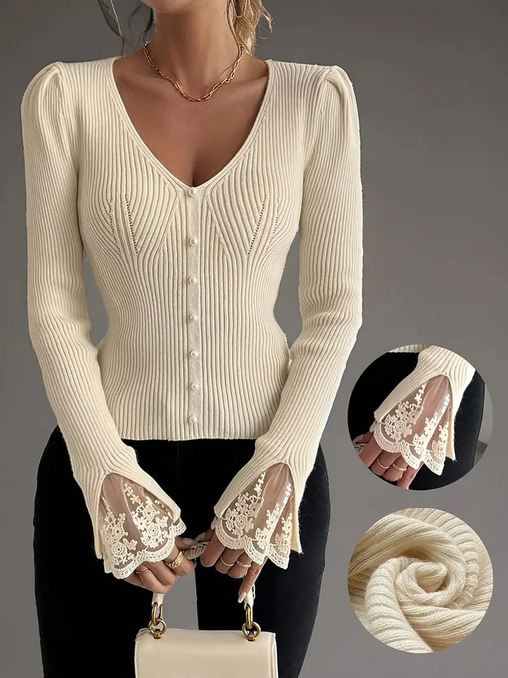 Louise™ | Ribbed V-Neck Sweater
