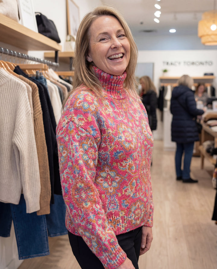 Daniella™ | Floral Knit Turtleneck